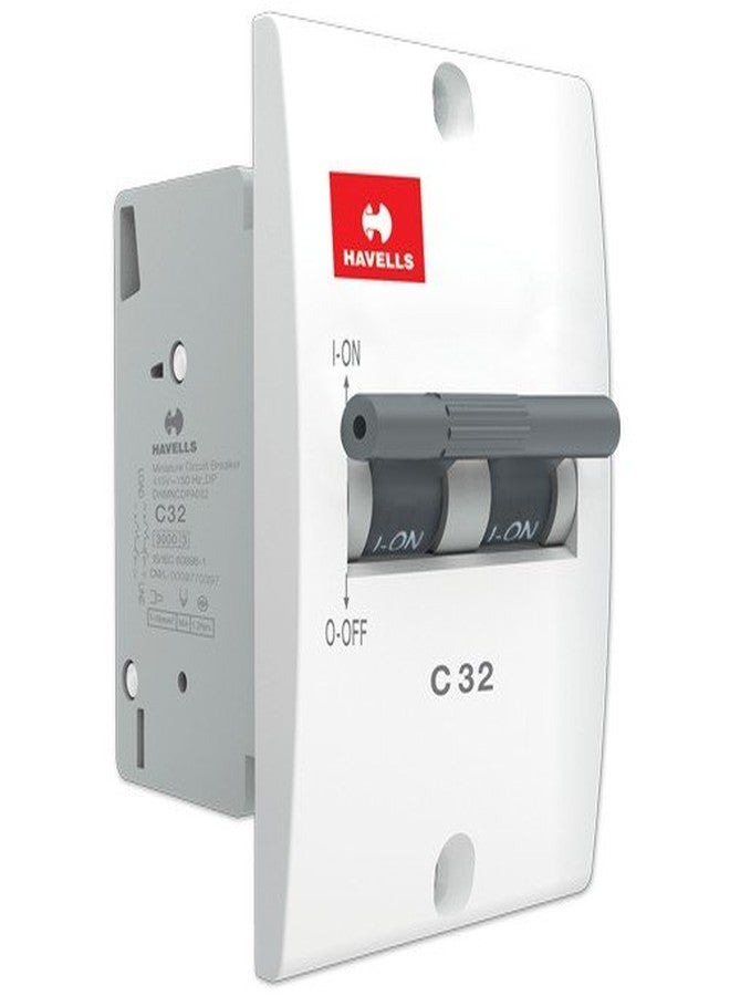 Havells DHMNCDPA032 PVC Plastic 32A DP C Mini MCB (White) - Image 1